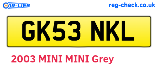 GK53NKL are the vehicle registration plates.