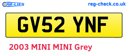 GV52YNF are the vehicle registration plates.