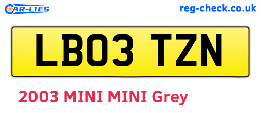 LB03TZN are the vehicle registration plates.