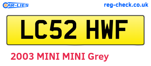 LC52HWF are the vehicle registration plates.