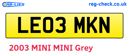 LE03MKN are the vehicle registration plates.