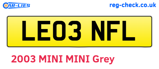LE03NFL are the vehicle registration plates.