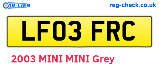 LF03FRC are the vehicle registration plates.