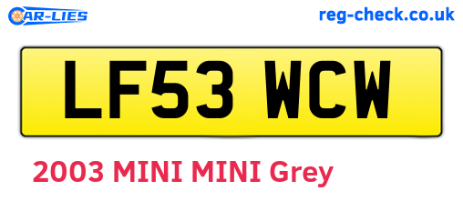 LF53WCW are the vehicle registration plates.