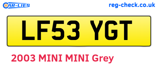 LF53YGT are the vehicle registration plates.