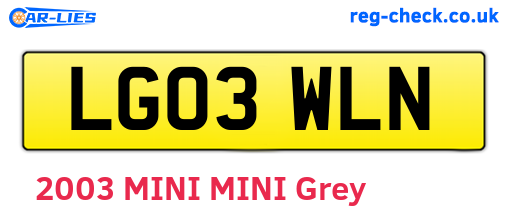 LG03WLN are the vehicle registration plates.