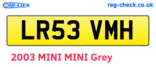 LR53VMH are the vehicle registration plates.