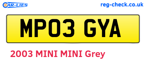 MP03GYA are the vehicle registration plates.