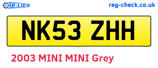 NK53ZHH are the vehicle registration plates.