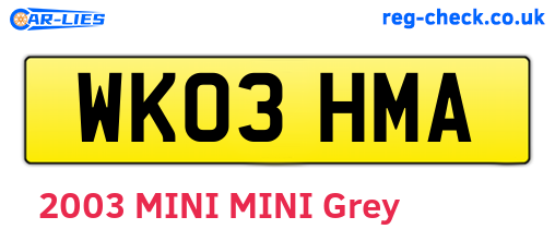 WK03HMA are the vehicle registration plates.