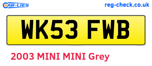WK53FWB are the vehicle registration plates.