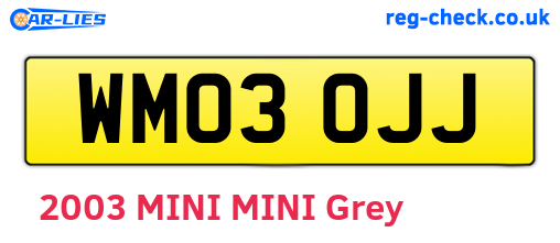 WM03OJJ are the vehicle registration plates.