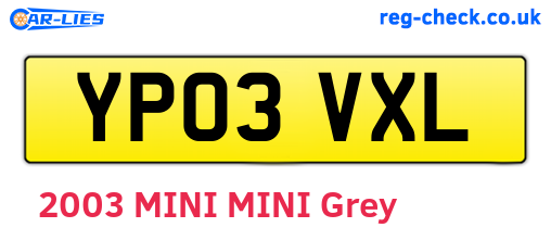 YP03VXL are the vehicle registration plates.