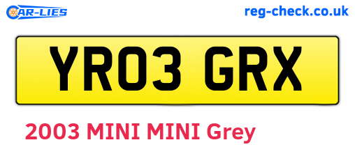 YR03GRX are the vehicle registration plates.