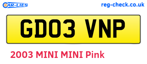 GD03VNP are the vehicle registration plates.