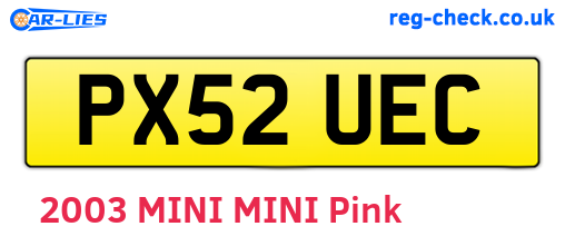 PX52UEC are the vehicle registration plates.