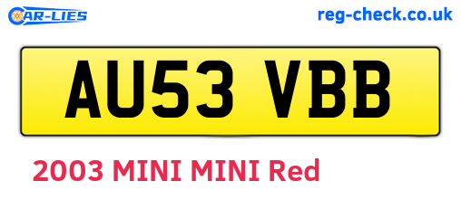 AU53VBB are the vehicle registration plates.