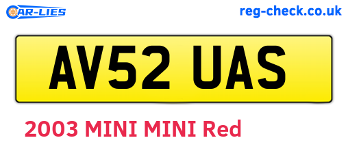 AV52UAS are the vehicle registration plates.