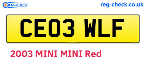 CE03WLF are the vehicle registration plates.