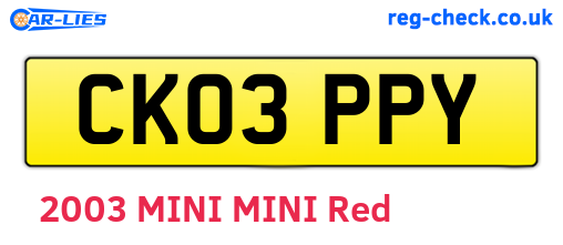 CK03PPY are the vehicle registration plates.