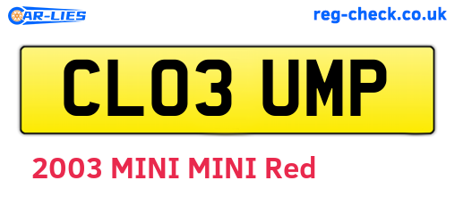 CL03UMP are the vehicle registration plates.