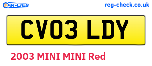 CV03LDY are the vehicle registration plates.