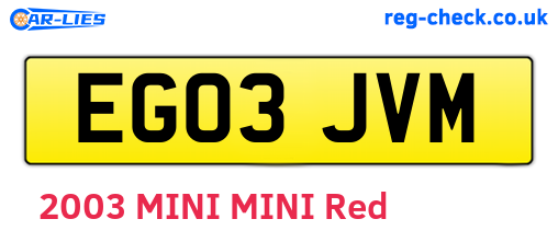 EG03JVM are the vehicle registration plates.
