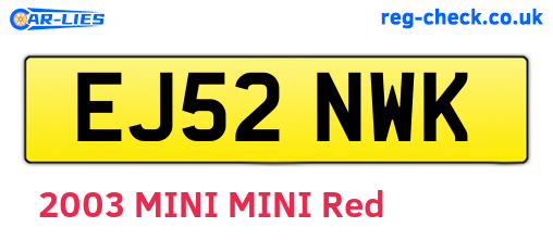 EJ52NWK are the vehicle registration plates.