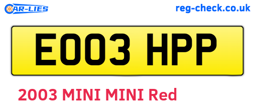 EO03HPP are the vehicle registration plates.