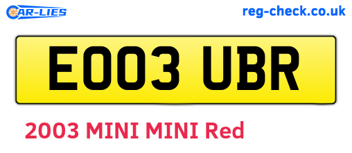 EO03UBR are the vehicle registration plates.