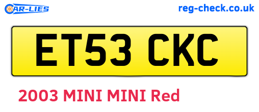 ET53CKC are the vehicle registration plates.