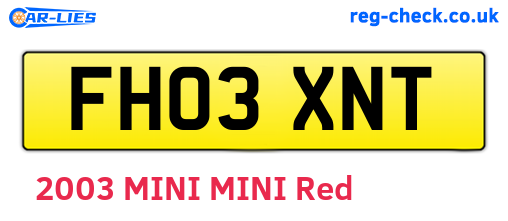 FH03XNT are the vehicle registration plates.