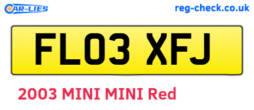 FL03XFJ are the vehicle registration plates.
