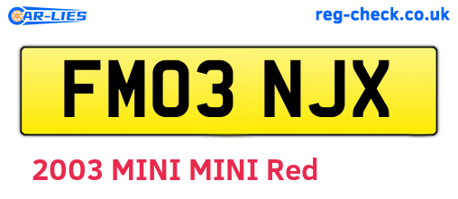 FM03NJX are the vehicle registration plates.