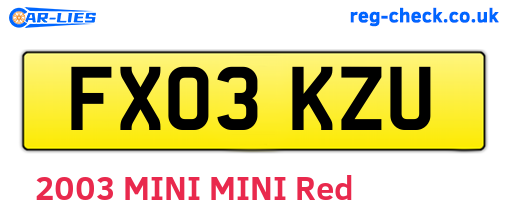 FX03KZU are the vehicle registration plates.
