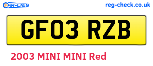 GF03RZB are the vehicle registration plates.