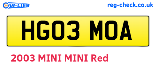 HG03MOA are the vehicle registration plates.