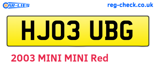 HJ03UBG are the vehicle registration plates.