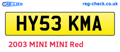 HY53KMA are the vehicle registration plates.