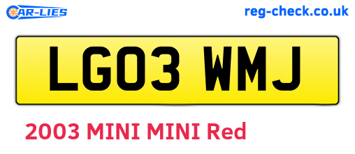 LG03WMJ are the vehicle registration plates.