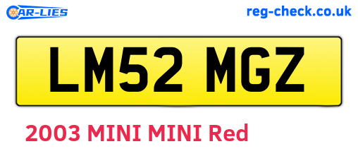 LM52MGZ are the vehicle registration plates.