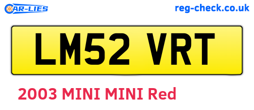 LM52VRT are the vehicle registration plates.