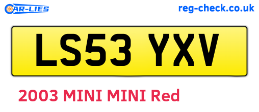 LS53YXV are the vehicle registration plates.