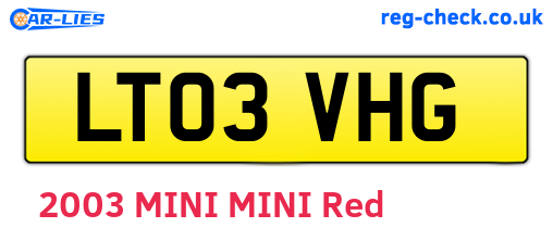 LT03VHG are the vehicle registration plates.