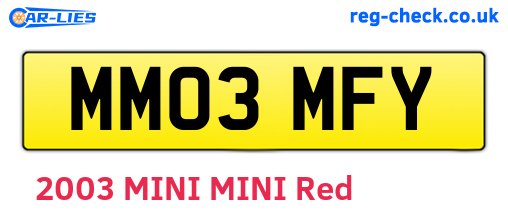 MM03MFY are the vehicle registration plates.