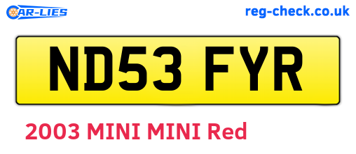 ND53FYR are the vehicle registration plates.