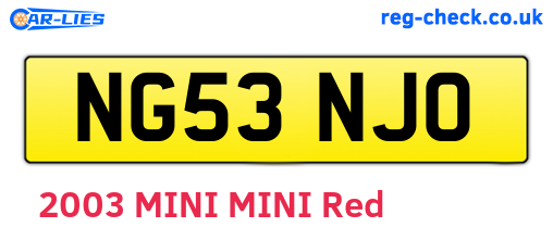 NG53NJO are the vehicle registration plates.