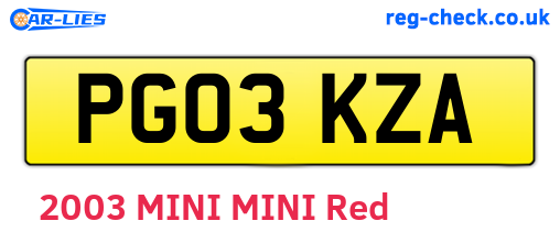 PG03KZA are the vehicle registration plates.
