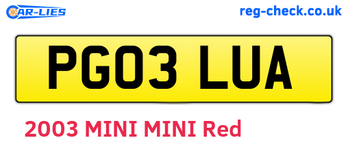 PG03LUA are the vehicle registration plates.