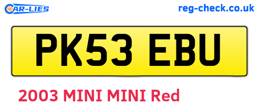 PK53EBU are the vehicle registration plates.